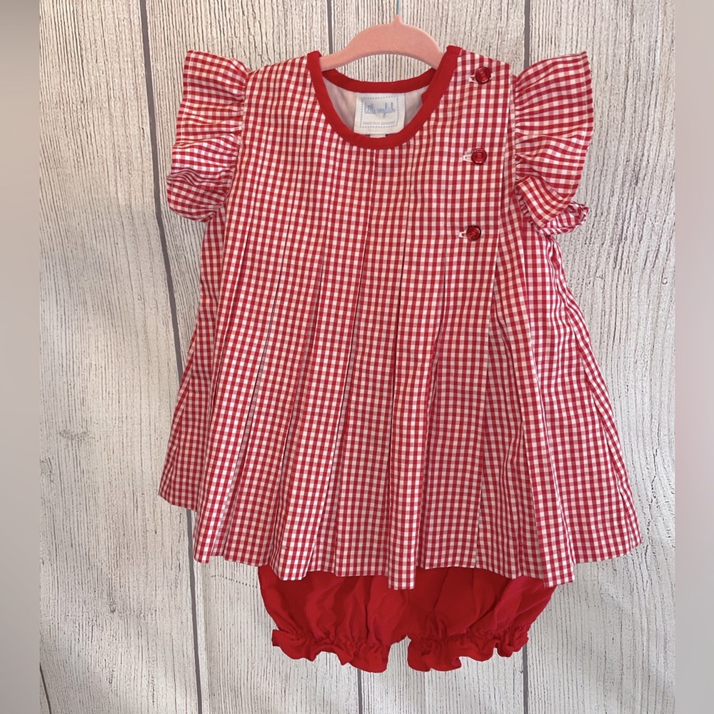 Red Checkered Bloomer Set - Size 2T
